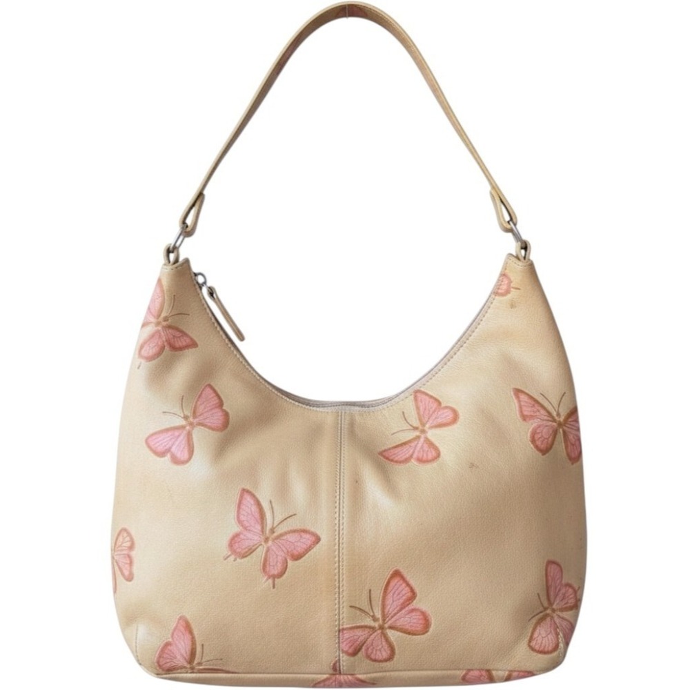 Mila Schon Vintage Y2K Butterfly Leather Handbag Cream Pink Fairy Coquette Rare - Picture 2 of 12